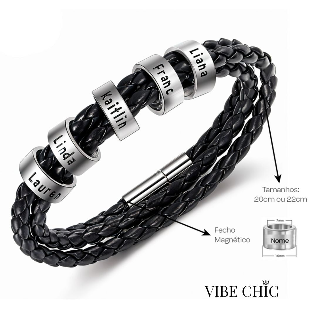 O Presente Perfeito! Pulseira em Couro com Gravação a Laser Personalizável com 30% OFF + Frete Grátis Só Hoje!
