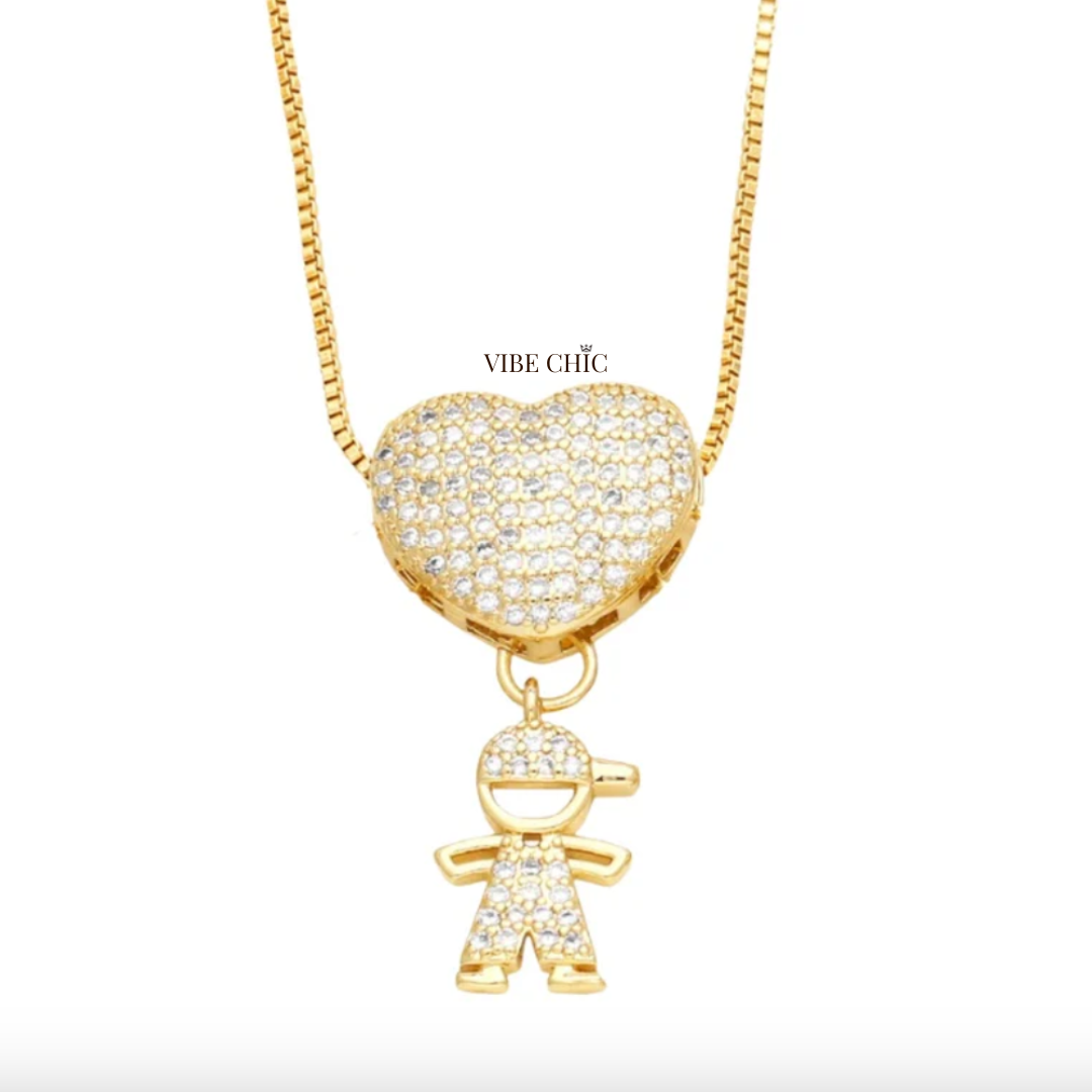 Colar Coração de Mãe com Filhos – Amor Infinito em Brilhantes de Zircônia - PROMOÇÃO DE LANÇAMENTO, SÓ HOJE!