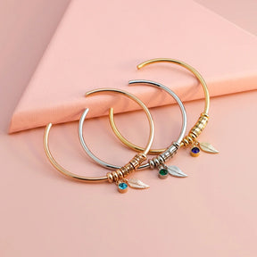 Personalized Names Beads Bracelet Custom Family Names Bracelet With Leaf Birthstone Charm Bracelet Mother's Day Gift