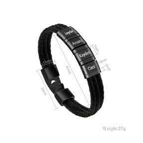 Pulseira Luxo Personalizável em Couro com Pingentes Gravados a Laser - Especial Dia dos Pais - 30% Off + Frete Grátis