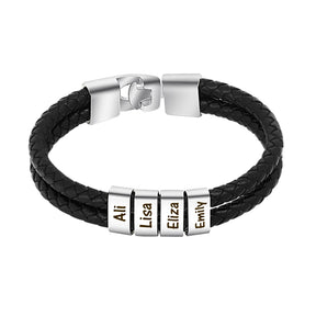 Pulseira Estilo em Couro Personalizável! Grave os nomes de quem ele ama!