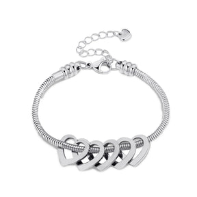 Pulseira Elo Snake com Pingentes de Coração Personalizados – Joia em Aço Inoxidável sob Medida  com 30% OFF + Frete Grátis