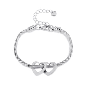 Pulseira Elo Snake com Pingentes de Coração Personalizados – Joia em Aço Inoxidável sob Medida  com 30% OFF + Frete Grátis