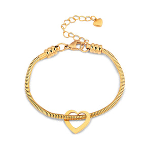 Pulseira Elo Snake com Pingentes de Coração Personalizados – Joia em Aço Inoxidável sob Medida  com 30% OFF + Frete Grátis