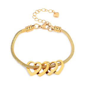 Pulseira Elo Snake com Pingentes de Coração Personalizados – Joia em Aço Inoxidável sob Medida  com 30% OFF + Frete Grátis