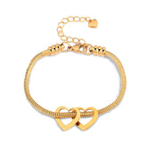 Pulseira Elo Snake com Pingentes de Coração Personalizados – Joia em Aço Inoxidável sob Medida  com 30% OFF + Frete Grátis