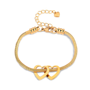 Pulseira Elo Snake com Pingentes de Coração Personalizados – Joia em Aço Inoxidável sob Medida  com 30% OFF + Frete Grátis