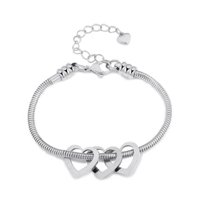 Pulseira Elo Snake com Pingentes de Coração Personalizados – Joia em Aço Inoxidável sob Medida  com 30% OFF + Frete Grátis
