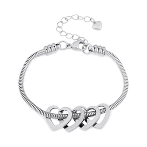 Pulseira Elo Snake com Pingentes de Coração Personalizados – Joia em Aço Inoxidável sob Medida  com 30% OFF + Frete Grátis