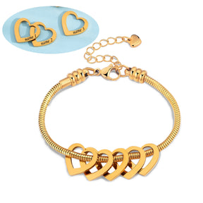Pulseira Elo Snake com Pingentes de Coração Personalizados – Joia em Aço Inoxidável sob Medida  com 30% OFF + Frete Grátis